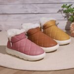 Pantoufle Bottes Matelassés, Imperméables Doublure En Peluche Slip