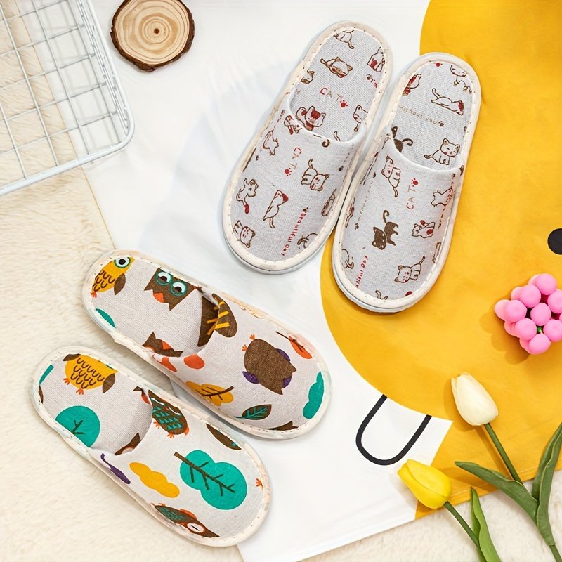 Pantoufles Filles Douillettes - Chaussons Souples Intérieur Maison, Motifs Dessin Animé, Pour 2-12 Ans