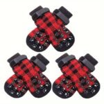 Pantoufle Chaussures Anti-dérapantes Pour Chien 4pcs