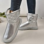 Pantoufle Bottes Fluffy De Couleur Unie, Slip On Soft Sole Plate-forme Doublée Thermique