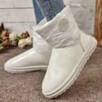 Pantoufle Bottes Fluffy De Couleur Unie, Slip On Soft Sole Plate-forme Doublée Thermique