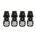 Pantoufle Antidérapantes Pour Chien,  Adaptées Aux Activités Intérieures 4pcs - noir, L