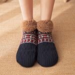 Pantoufle Chaudes De Sommeil,  Antidérapantes - Chaussures Et Chaussettes Jacquard Bleu Marine, XL