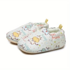 Pantoufle de berceau légères et confortables avec imprimé de dessin - Beige, 8.5 Toddler