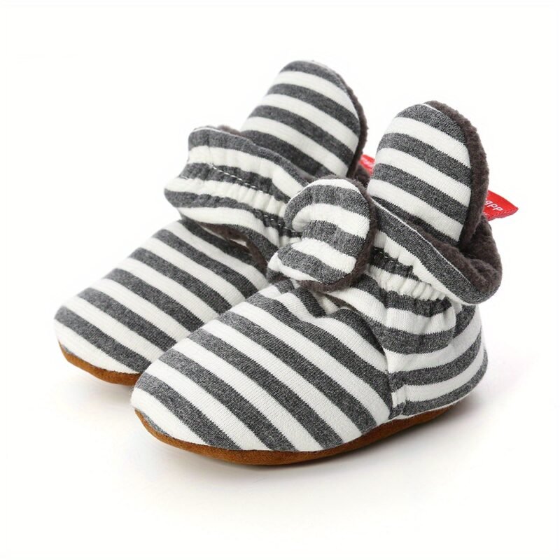 Pantoufle  douces et confortables antidérapantes à fond souple - Gris foncé, 4.5 Toddler