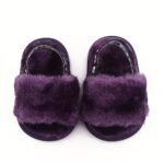 Pantoufle Mignons À Enfiler À Bout Ouvert En Fourrure - Violet2, 4.5 Toddler