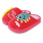 pantoufles chaud coton motif dinosaure - Rouge, 3.5 Big Kid