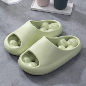 pantoufles de salle de bain  avec coussin de massage creux antidérapantes - Vert, 11.5-12