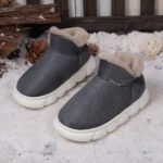 Pantoufles Doublées En Peluche À Plateforme D'hiver - Gris foncé, 9.5-10