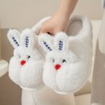 Pantoufles En Peluche De Dessin Animé Mignon À Semelle Souple - Blanc, 9.5-10