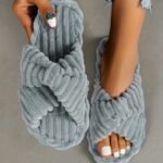 Pantoufles  Unies  À Bride Croisée, Confortables - gris, 8.5-9