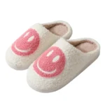 Pantoufles De Couple En Fourrure Avec Visage Souriant Automne Et Hiver