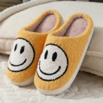 Pantoufles De Couple En Fourrure Avec Visage Souriant Automne Et Hiver